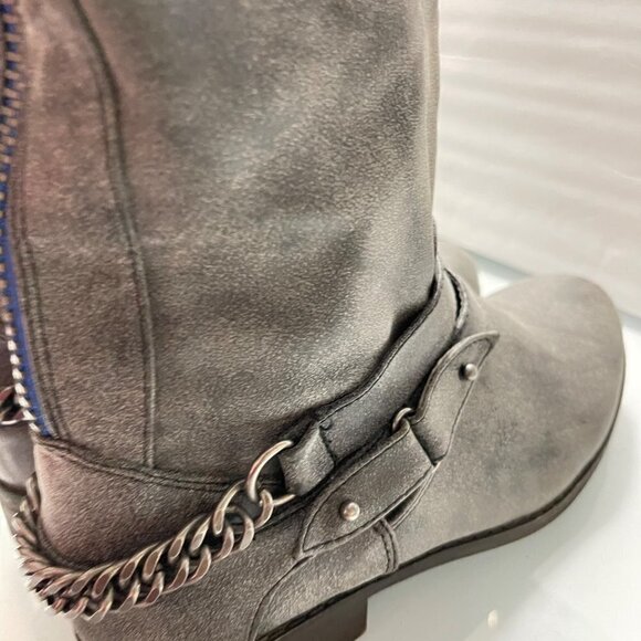Madden Girl Womens Gray Faux Suede Caanyon Tall Zip Chain Accent Tall Boots Sz 8 - Picture 6 of 12